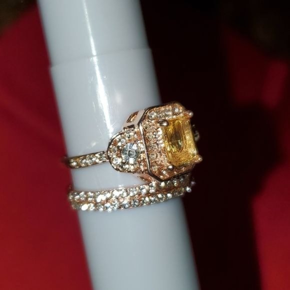 NEW 18K Rose Gold  Morganite 2 Piece Ring Set - Picture 8 of 13